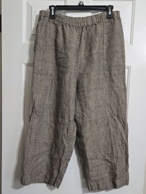 Chico's Relaxed Linen-Blend Elastic-Waist Khaki Pants - Neutral Taupe